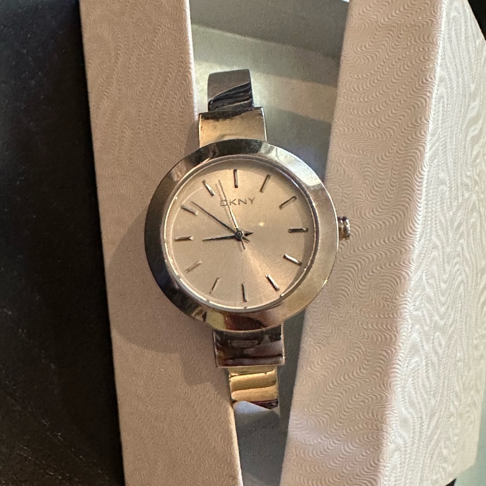 DKNY Women's Metallic Silver Bangle Watch